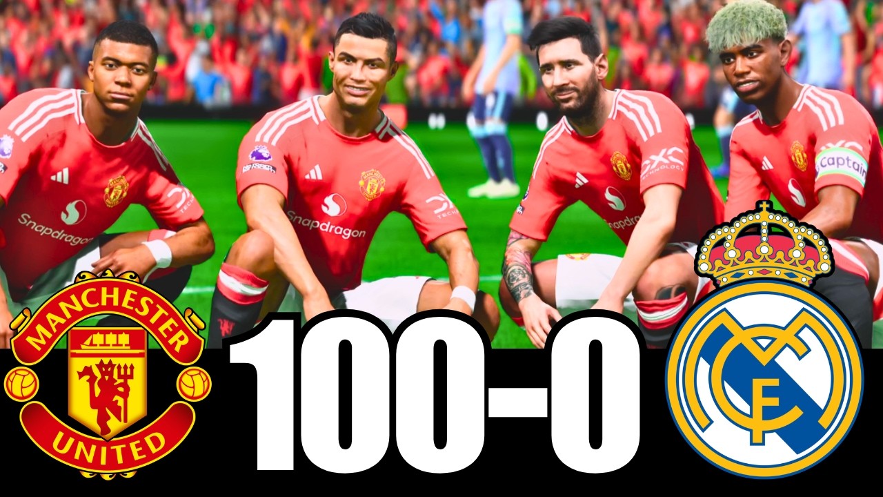 FC 25 -MESSI RONALDO NEYMAR & MBAPPE | ALL STARS | MANCHESTER UNITED 100-0 REAL MADRID