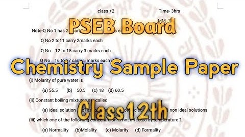 PSEB Board Chemistry Revision Sample Papers Class 12th (2021)