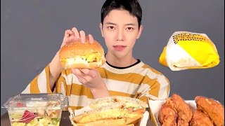 SUB)햄버거 먹방 노브랜드 버거 트리플 맥앤치즈 ASMR MUKBANG Hamburger Eating Show ハンバーガー