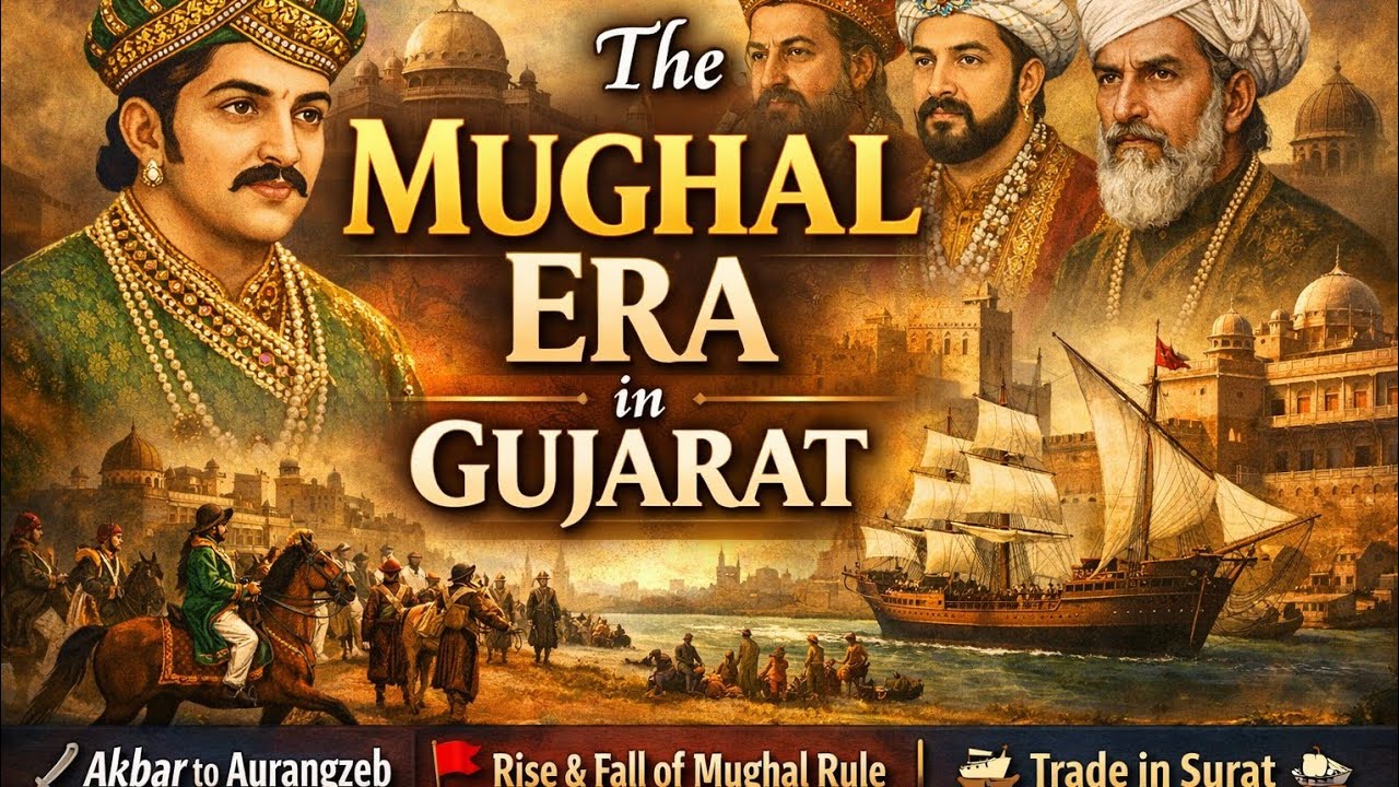 ગુજરાતનો ઇતિહાસ ભાગ 6 – મુગલ શાસનકાળમાં ગુજરાત (1573–1758) | સુરતનું સુવર્ણ યુગ અને મુગલ સામ્રાજ્ય
