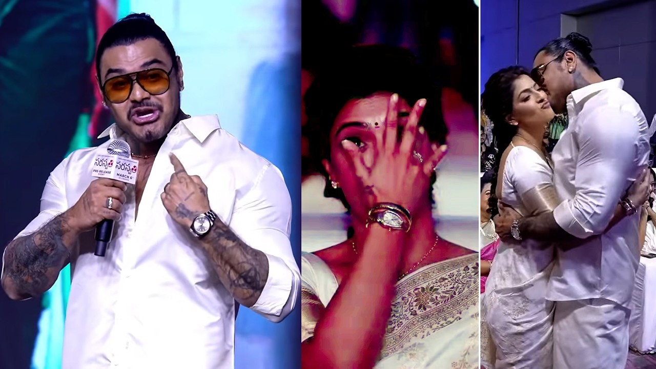 Varalaxmi Sarathkumar Husband Nicholai Sachdev Emotional at Saraswathi Movie Pre Release Event