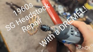 1960s SG Headstock Repair Part 2! Dremel, chisel, and sanding.
