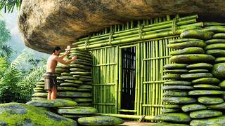Man Built a Secret Survival Shelter Under a Giant Rock !!! 😳 (By @LizziCamp97 ‬ )