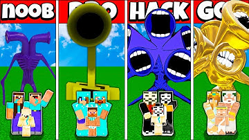 Minecraft Battle: FAMILY DARK & GOLDEN SIREN HEAD HOUSE BUILD NOOB vs PRO vs HACKER vs GOD Animation
