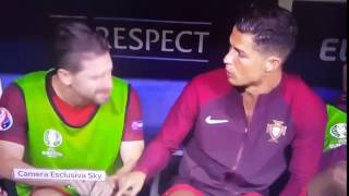 Cristiano Ronaldo - Cristiano Ronaldo hits Adrian Silva on bench during UEFA Euro 2016 final