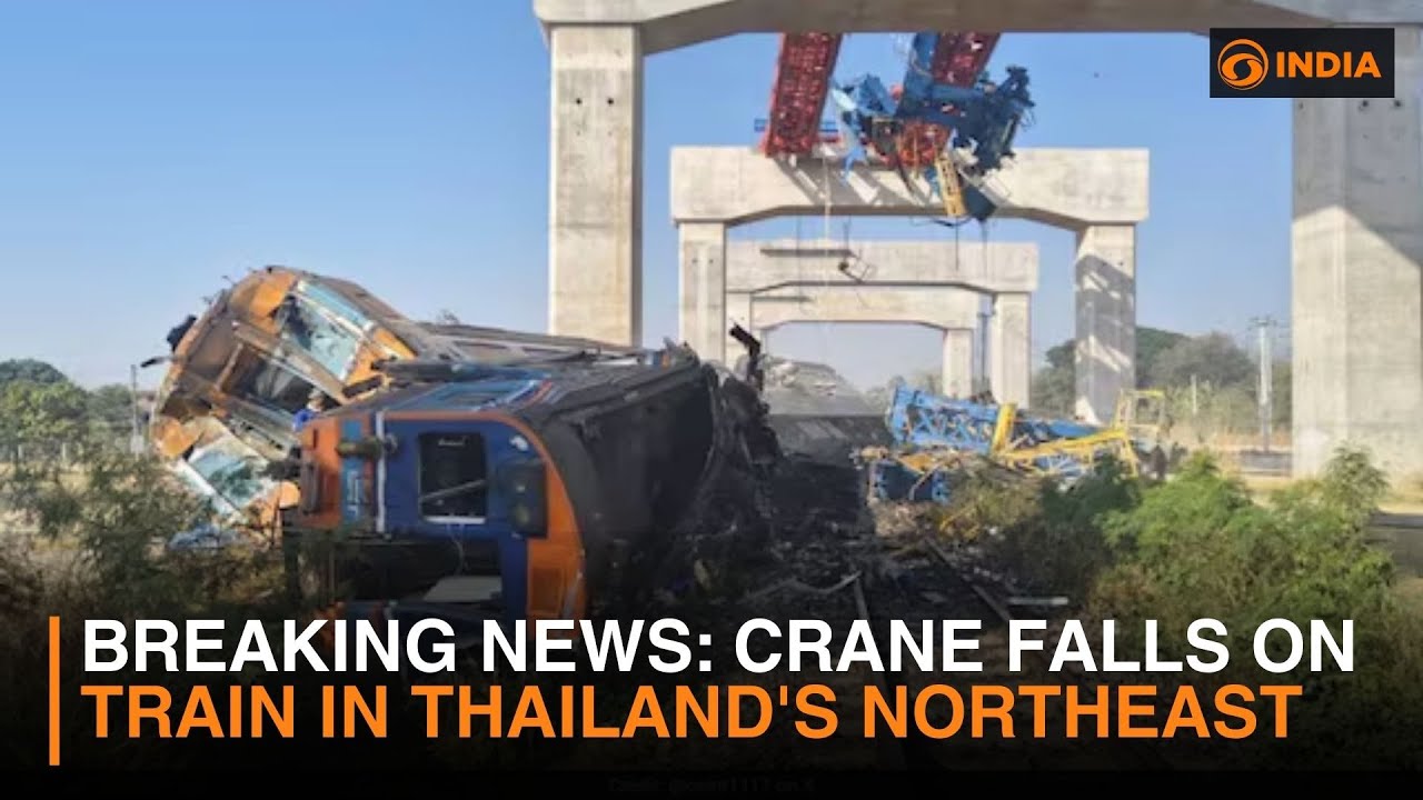 Breraking News : Crane falls on train in Thailand's northeast