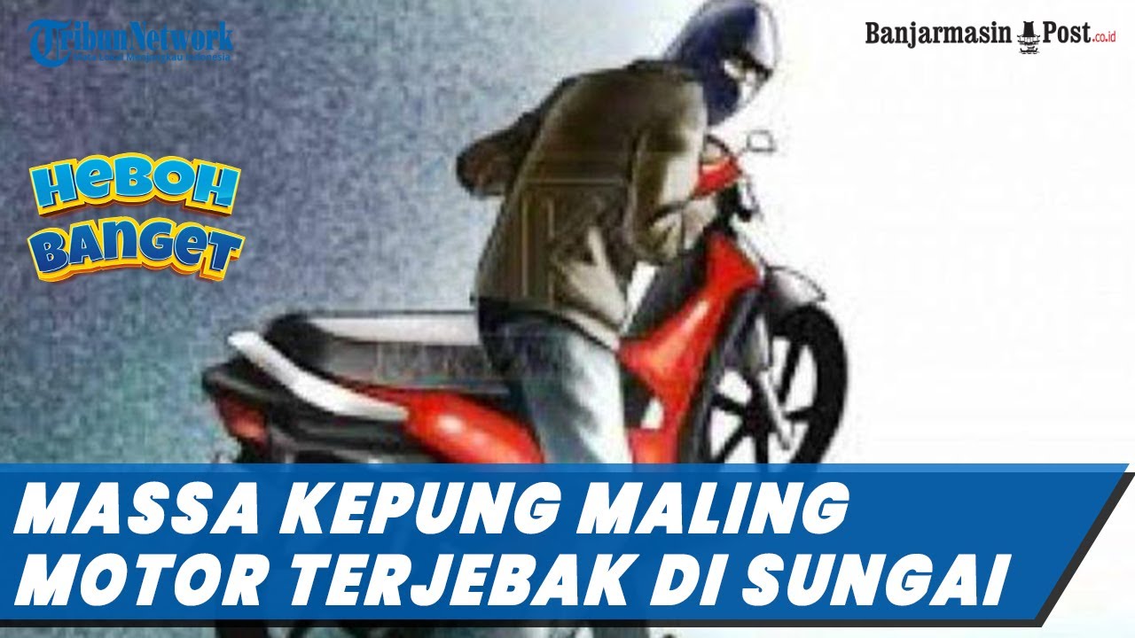 Maling Motor diKepung Massa Terjebak di Sungai Sukolilo, Surabaya