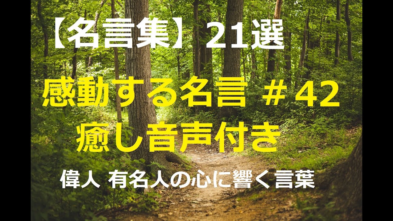 名言集 感動する名言 42 偉人 有名人 癒し音声付 心に響く言葉 Youtube