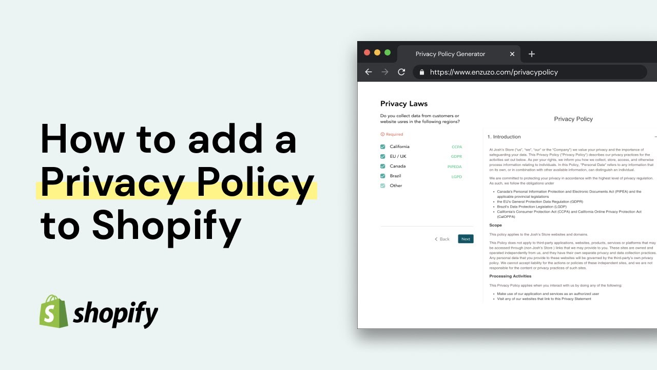 Shopify Privacy Policy Generator | Enzuzo App