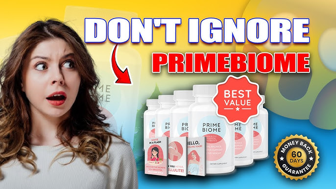 Person holding PrimeBiome bottle and looking happy