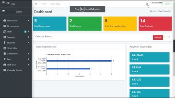 Student information system admin dashboard - 1 (Part - 3)