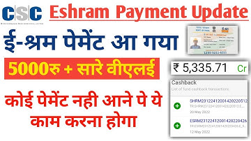 CSC Eshram Payment Released Today | Eshram payment new update | eshram vle commission