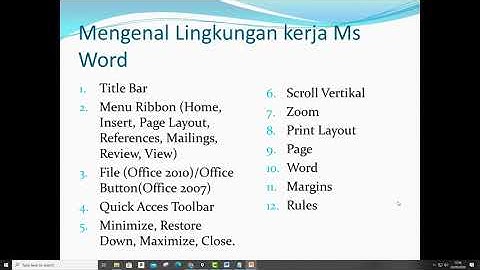 Pengenalan Aplikasi Pengolah Kata    Ms Word
