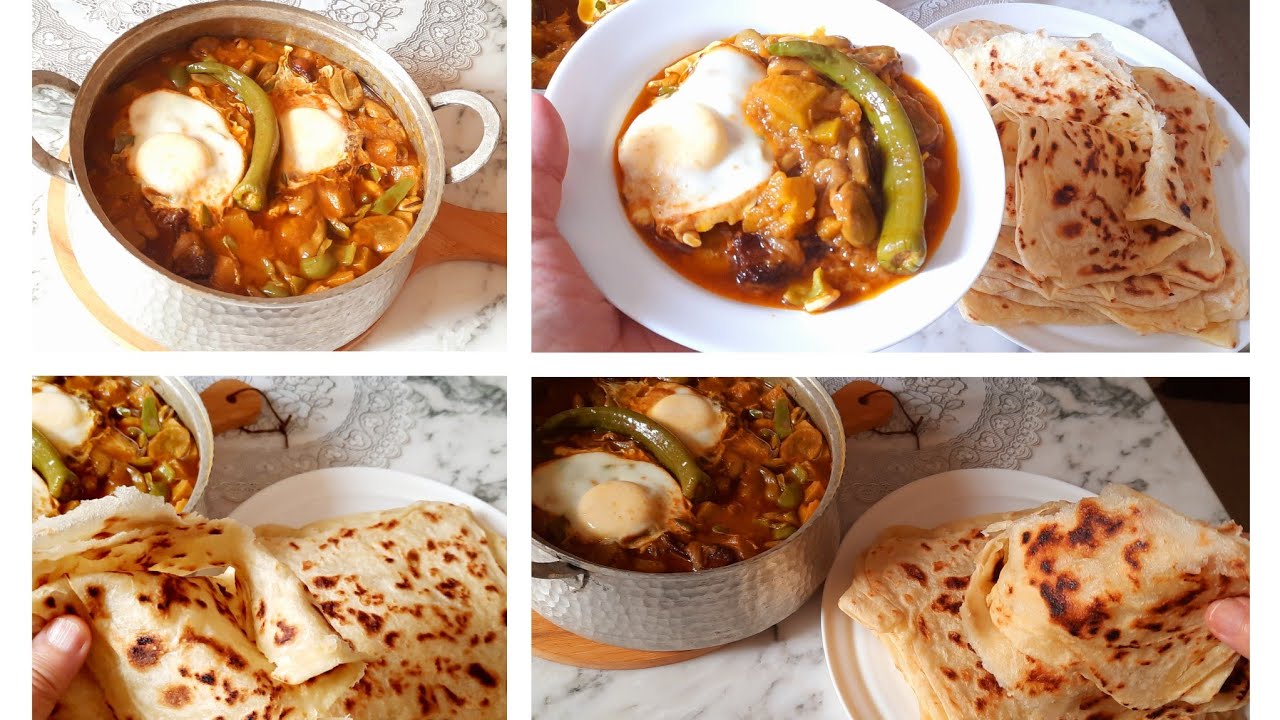 😋😋 شكشوكة فول أخضر وقرع والقديد/ملاوي مورق