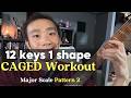 12 Keys 1 Shape CAGED Major scale Workout Pattern 2