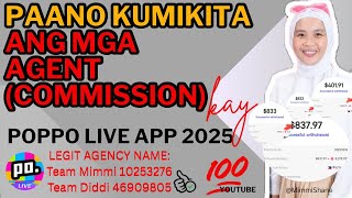 PAANO KUMIKITA ANG MGA AGENT (commission) KAY POPPO LIVE APP 2025l Mimmi Shane l #youtube #earncash