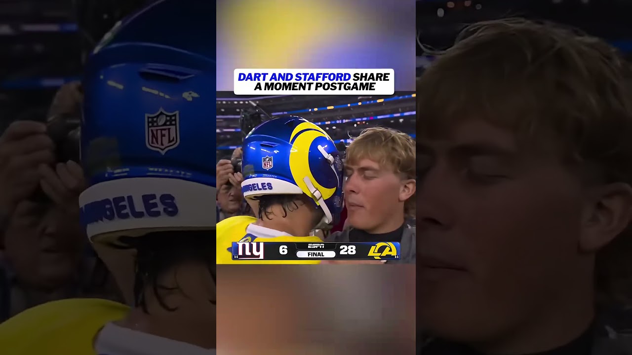 Dart made sure to find Stafford after the game 🤝 #nfl #football #nygiants