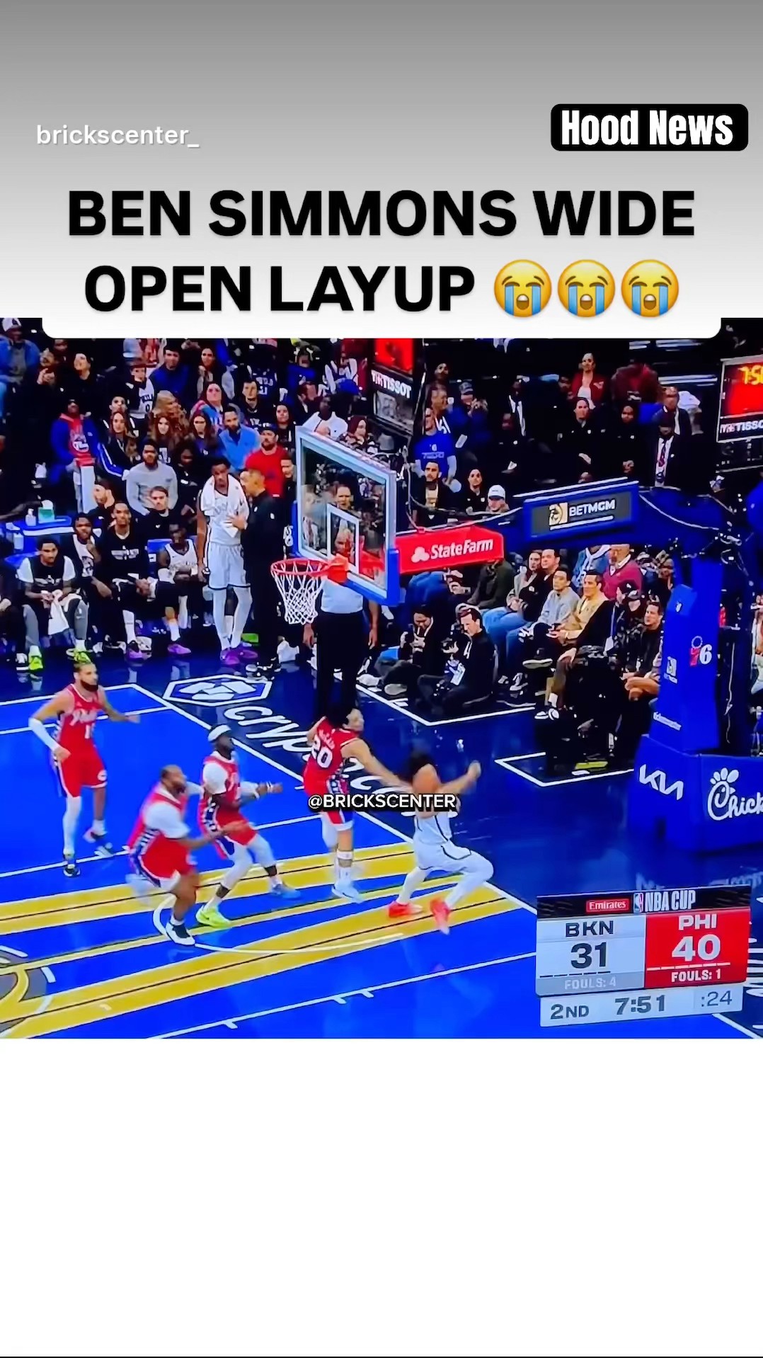 Wide open layup #hoodnews #bensimmons #brooklynnets #basketball #layup #76ers #nba #omg #how #wow