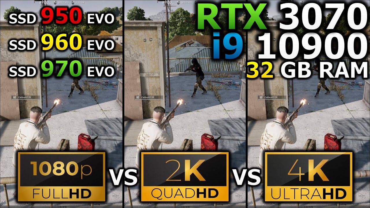 Samsung SSD 970 EVO Vs 960 Vs 950 1080p Vs 1440p Vs 2160p RTX 3070