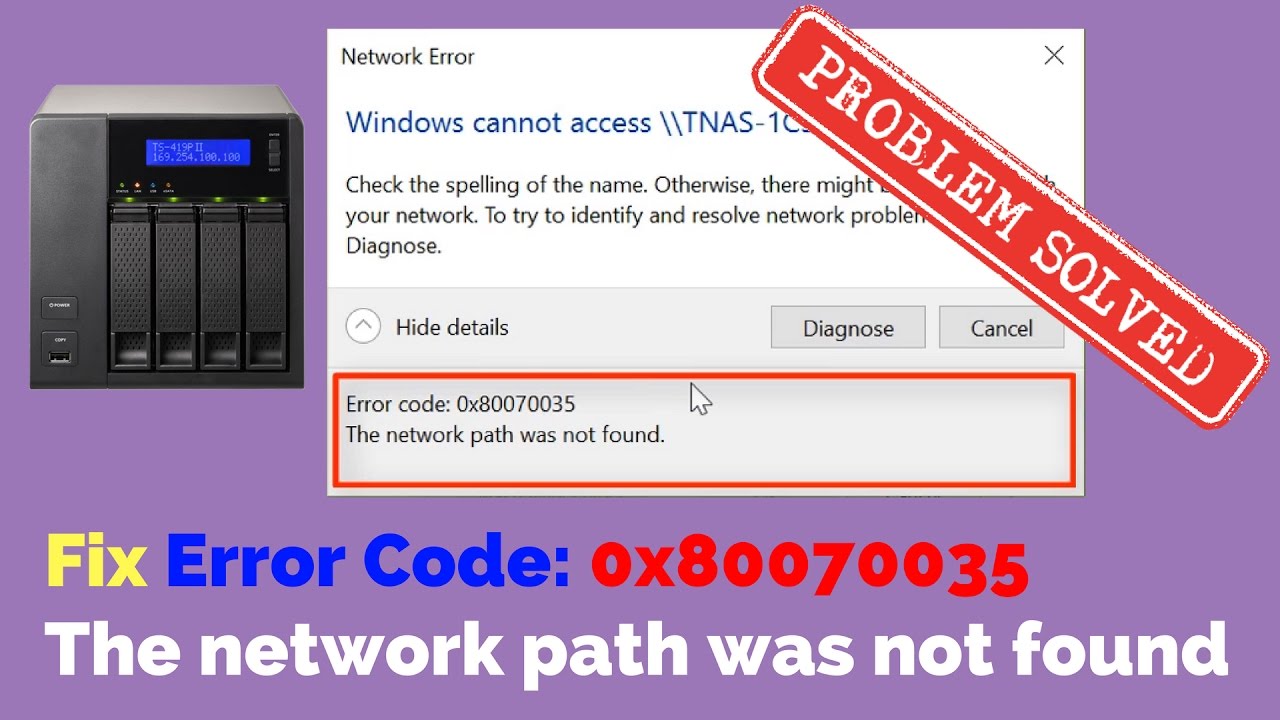 What is error code 0x80070035?