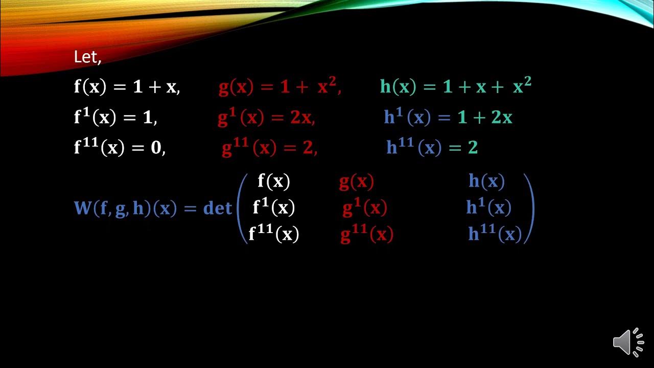 Wronskian formula for three functions - YouTube
