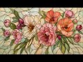Floral Stained Glass Frame TV Art 4K | Elegant Art Nouveau Flower Screensaver