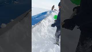 Winter roof snow removal process- Good tools and machinery make work easy