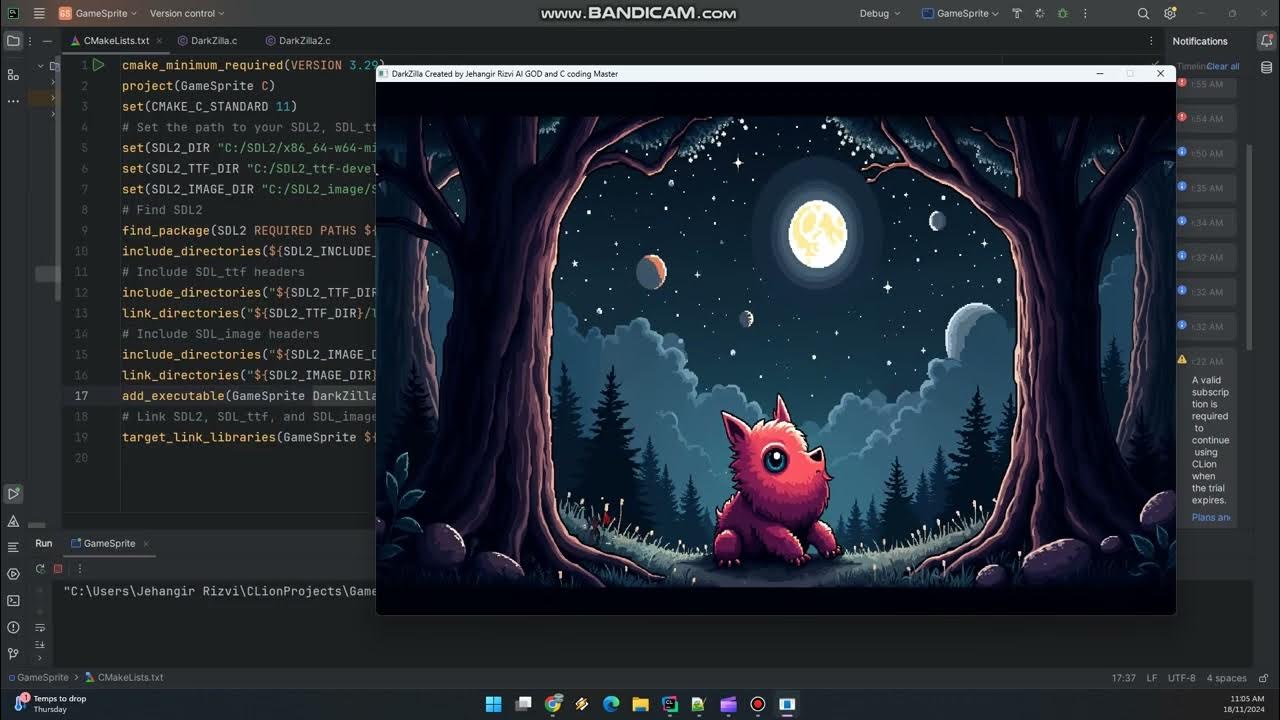 Jetbrain s clion c programming simple direct media layer game