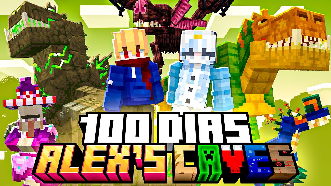 SOBREVIVENDO 100 DIAS EM DUPLA NO MINECRAFT ALEX CAVES! - YouTube
