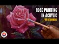 Rose Painting Tutorial for Beginners 🌹 Acrylic Rose Painting on canvas by Debojyoti Boruah