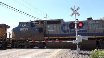UP 2524 Intermodal Train With CSX YN2 DPU North - McGowan Parkway Railroad Crossing (Olivehurst CA)