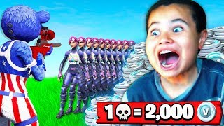 1 Elimination = 2,000 *free* V-Bucks With My Little Brother (Fortnite Battle Royale) | MindOfRez