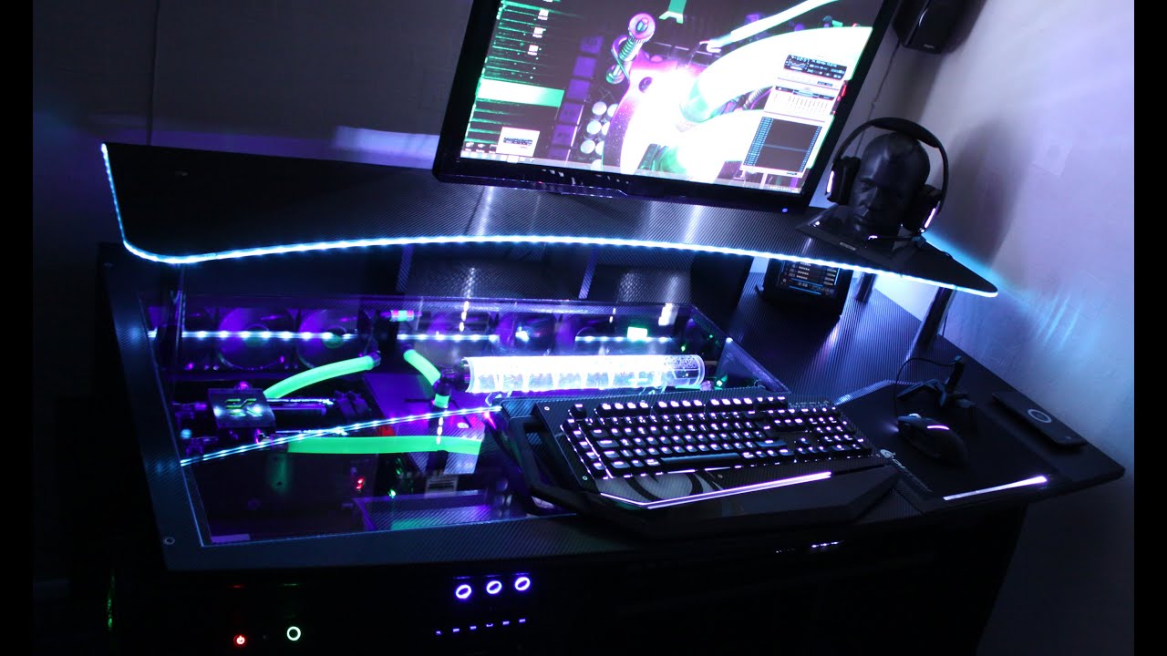 ULTIMATE Worlds first RGB Gaming PC Custom DESK - YouTube