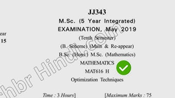2019 Dcrust MSc Mathematics 10th Sem Optimization Technique Question Paper