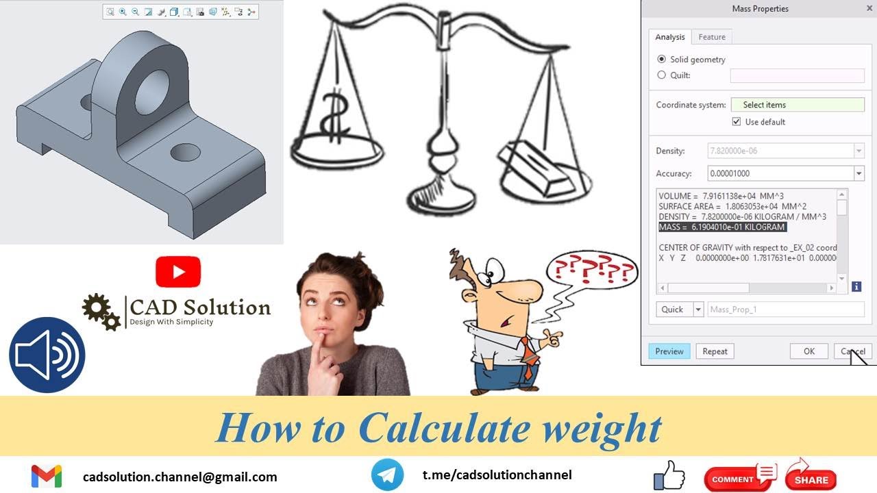 How to calculate weight Creo Tutorial YouTube