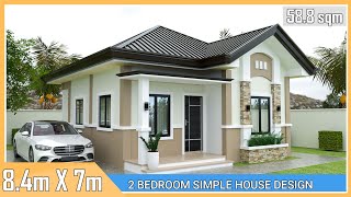 8.4mX7m (58.8 sq.m) Simple House Design with 2 Bedrooms