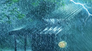 FALL ASLEEP in MINUTES w/ Real Rainstorm, Intense Thunder & Hurricane Wind | Thunderstorm for Sleep