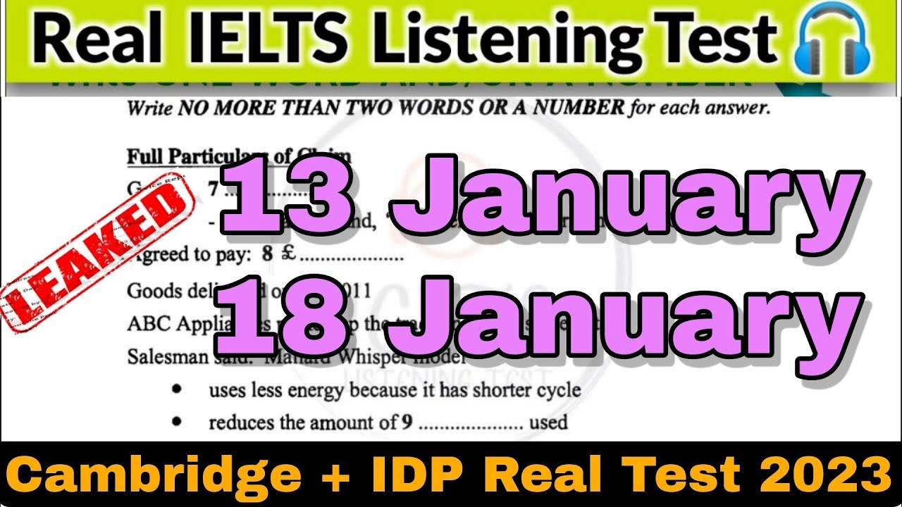 13 January, 18 January 2024 IELTS Listening Test with Answers | IELTS ...