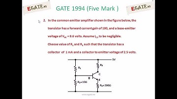 Problem on Transistor Biasing (5 Mark) - GATE 1994 ECE (Electronic Devices) - www.egate.ws