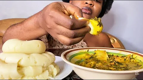 Nigerian Cocoyam Soup with Fufu/Asmr Mukbang