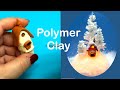 Winter Miniature Environment- polymer clay mini house- working lights- Tutorial