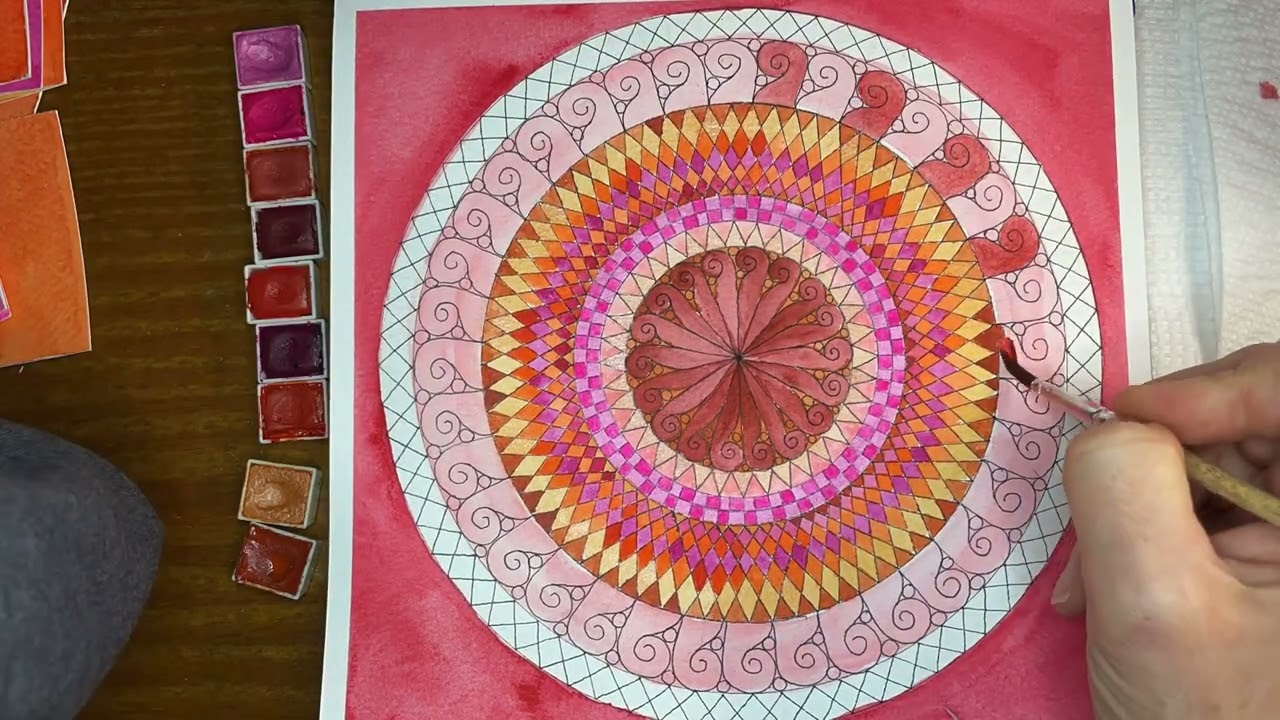 Suandala Mandala 67: ASMR Time-lapse Mandala Process—2025 Notebook Page 4 Painting