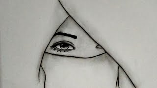 How to Draw Easy Pencil Drawing Girl Face Picture in Hijab Step by Step, How to Draw a Beautiful Eye