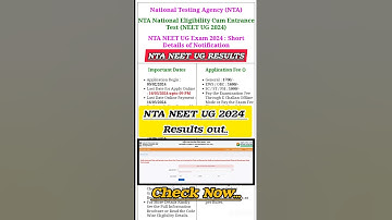 NEET 2024 Results Announced | NEET 2024 Result Out | NTA Latest Update | NTA NEET UG RESULTS #nta