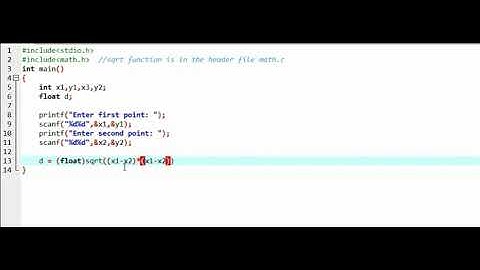 C program to calculate the distance between two cities