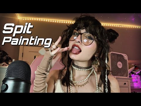 ASMR | Chaotic Spit Painting ( Fast & Aggressive Mouth Sounds, Hand Movements + )