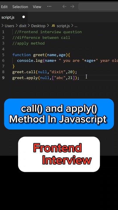 #33 Frontend Interview | call(), apply() Method #coding #js #500subs ...