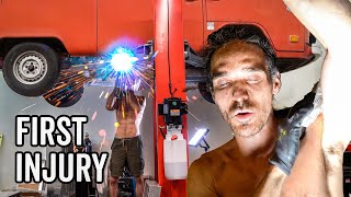 Topless Welding Accident - Electric Camper Build Ep 4