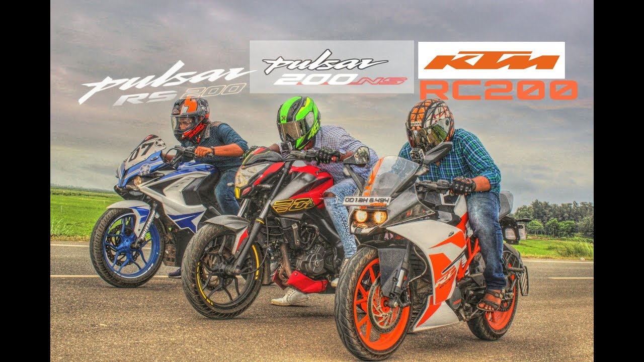 2018 KTM RC200 VS NS200 VS RS200 Drag Race must Watch YouTube