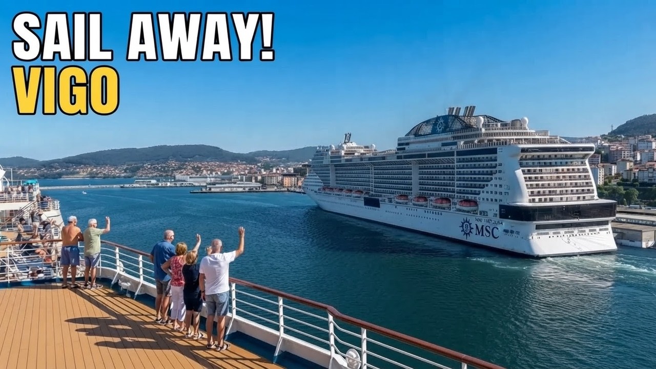 🚢 P&O Ventura Says Goodbye to MSC Virtuosa in Vigo | Aft Sail Away